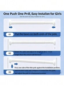 1pc Adjustable White & Black Expandable Clothes Rod, Multi-Scene Retractable Clothing Rack, Garment Organizer For Home, Bathroom, Kitchen, Wardrobe - Multicolor - View 7