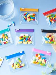 Trusă medicală cu cruce imprimată și litere "Medicane", organizator de pastile portabil și minimalist, cutie de depozitare a medicamentelor cu 3 compartimente pentru acasă și călătorii, carcasă portabilă de călătorie mini pentru pastile, recipient impermeabil și rezistent la umiditate pentru pastile, potrivit pentru depozitarea inelelor de medicamente și a altor obiecte mici - Multicolor - Vizualizare 10