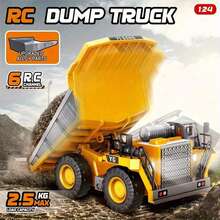 1台2.4G遥控工程挖掘机玩具，可充电逼真自卸车挖掘机推土机模型，节日或生日送给孩子的绝佳礼物