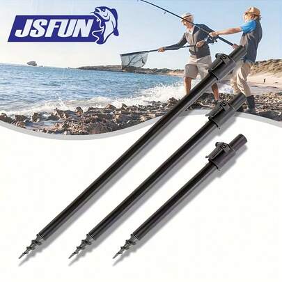 1pc/2pcs JSFUN Tackle Aluminum Alloy Telescopic Fishing Rod Holder - Adjustable Shore Bracket, Suitable For Carp Fishing, Black, Telescopic Range 30-90cm, Screw-In Design, Lightweight And Durable, Fishing Accessory | Fashionable Black Coating | Sturdy And Durable