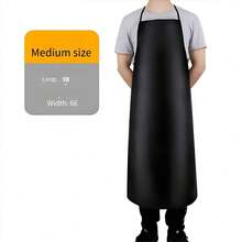 Waterproof & Oil-Resistant PU Leather Apron, Suitable For Catering, Kitchen, Cafeteria, Chef, Industrial Use, Thick & Large Size, Waist & Halter - Multicolor - View 12