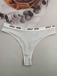4pcs Women's Multicolor Letter Waist High Elasticity Comfortable Sports Fashion Thong Panties - Multicolor - View 6