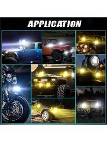 Dual Lens Headlight With LED Work Light, Fog Light, Bi-Color Motorcycle Lights, Spotlight, High/Low Beam - Black - View 6