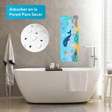 Tapete para Baño 100x40CM Alfombrilla de Baño Antideslizante Alfombrilla de Ducha de Dibujos Animados con Orificios de Desagüe y Ventosas Adecuado para Baños y Duchas Ballena - Ballena - Ver 4