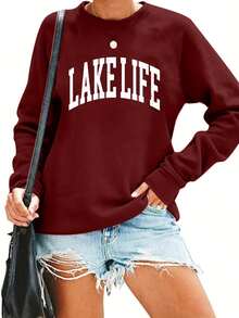 2025 Coffee Plus Loose Sweater Pattern Print Plus Size Women's Sweatshirt - Round Neck Pullover, Casual Long Sleeve Round Neck Sweatshirt, Machine Washable Daily Comfortable Style, Soft Clothing, Autumn Winter Sweatshirt, Four Seasons Clothing, Loose Fit, Comfortable Fabric, Breathable Material, Pullover Soft And Breathable,Long Sleeve Tops,Tops,Hoodies - 綠色 - 查看 10