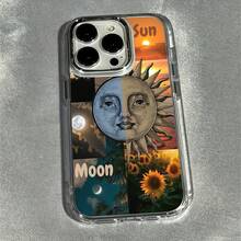 Funda para teléfono con diseño de luna y sol para modelos de  13, 12, 11, 16 Pro Max, 15 Pro y 14 PLUS.Ofrece absorción de impactos, propiedades antideslizantes y es ligera, reflejando las últimas  de moda.Esta funda de alta calidad de TPU ofrece una excelente protección tanto para hombres como para mujeres. - Color 1 - Ver 7
