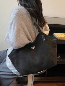 Bolso de mano grande y versátil de estilo casual para mujer, adecuado para viajes, ir al trabajo, compras, bolso de unicolor con correa para el hombro