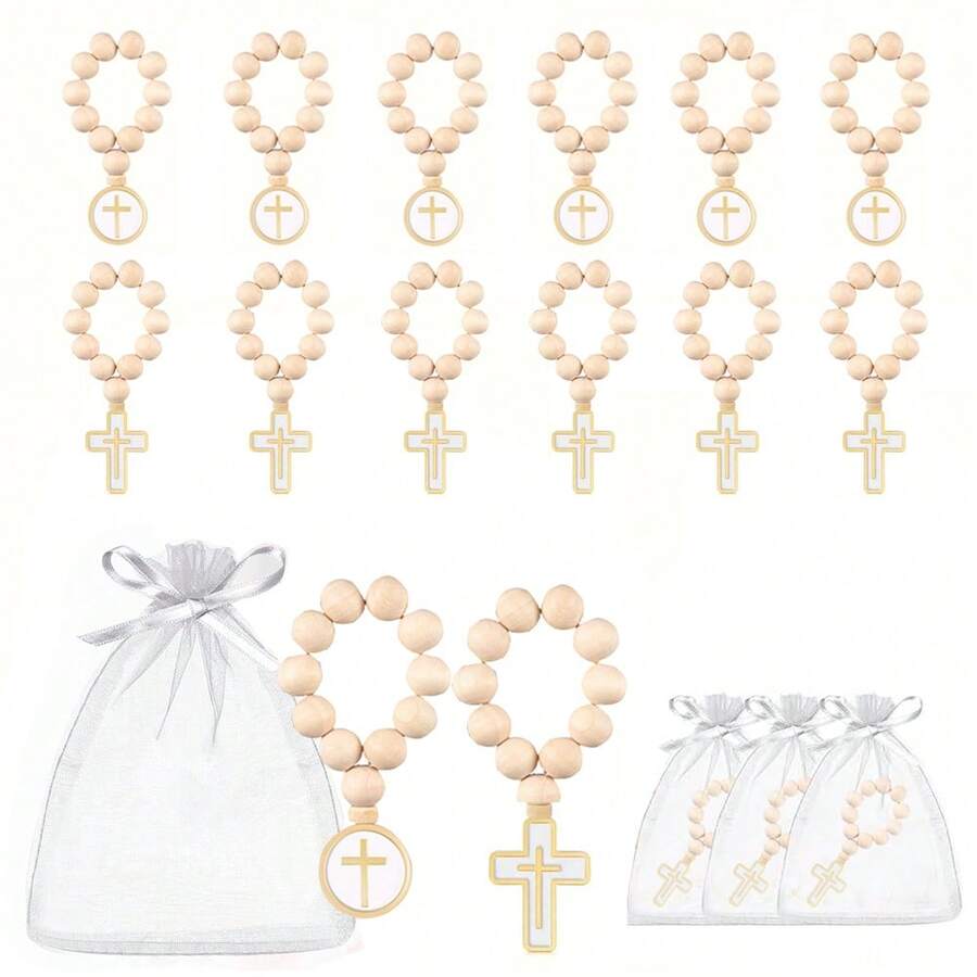 Christening Guest Favors, Mini Wooden Rosary Favor Baptism, Communion Favors Bulk, Confirmation Keepsake, Catholic Favors Guest - Multicolor - View 1