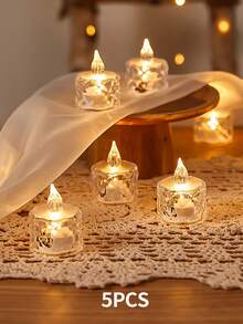 24 piezas de velas LED sin llama con efecto de llama parpadeante, incluye baterías, adecuadas para Navidad, Día de San Valentín, Ramadán, Pascua, bodas, recepciones de bodas (amarillo) - transparente - Ver 13