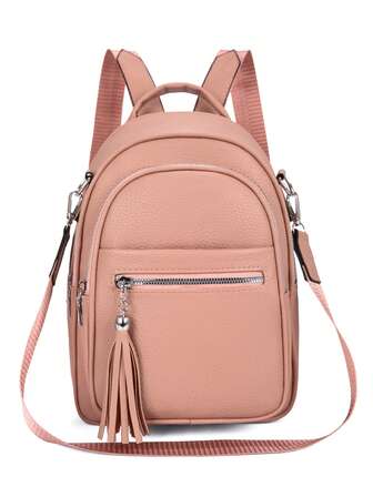 Nuevo bolso de mujer de moda de alta capacidad y alta gama, estilo coreano casual minimalista, ligero y versátil, de unicolor retro, con decoración ajustable y desmontable de borlas, adecuado para viajes, compras, citas, como regalo para mujeres, apropiado para adolescentes, estudiantes universitarios, principiantes y trabajadores de cuello blanco, apto para oficina, escuela, trabajo, negocios, transporte, actividades al aire libre, viajes, senderismo