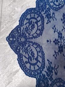 125cm*60cm/1pc Navy Blue Vintage Delicate Romantic Elegant Floral Triangle Veil, Bridal Headpiece, Church Wedding Dress Accessory, Elegant Niche Shawl, Curtain, Sofa Cover, Lace Trim Decorative Craft Home Textile