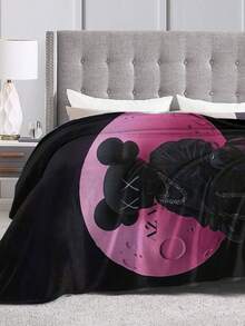 Kawss Kawaii Kaw Blanket The Ultimate Anime Fan Gift - Luxuriously Soft Flannel Blanket, Cartoon Printed Throw For Home, Camping, Travel, Perfect For Christmas & Birthdays - 黑色 - 查看 4