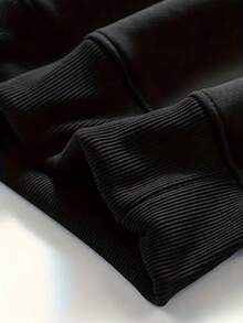 Men's Fleece Hoodie, Minimalist Design, Easy To Match, Winter, Valentine's Day Gift - Black - View 6