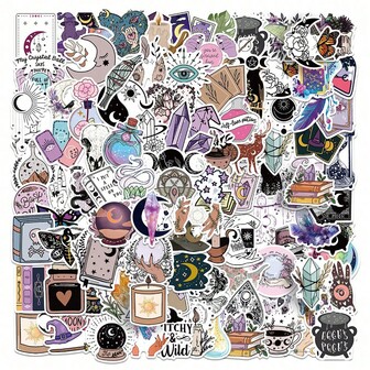100pcs/Pack Vintage Boho Witchy Aesthetic Stickers, Cute Cartoon Aesthetic Graffiti Vinyl Stickers, Suitable For Water Bottles, Laptops, Phones, Skateboards, Guitars, Luggage, Scrapbooks, Helmets, Bicycles, Motorcycles, Cars, Instruments Decoration, Teens & Adults Party Supplies, Christmas & New Year Scrapbooking Gifts