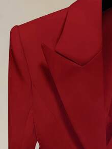 Women's Lightweight Solid Color Single-Breasted Waist Fitted Long Sleeve Blazer, Suitable For Commuting, Spring/Autumn