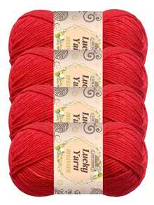 4股纯色钩针线，4团装，适合初学者，可用于钩织包袋、工艺品、装饰品、节日礼物、秋冬季饰品等。 - 彩色 - 查看 19