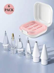 6 Pack Replacement Tips Compatible With Apple Pencil Pro/ 2nd Gen/ 1st Gen/USB C, Upgraded Apple Pencil Tips With Case No Wear Out Fine Point Precise Control, For IPad Pen Nibs Sets