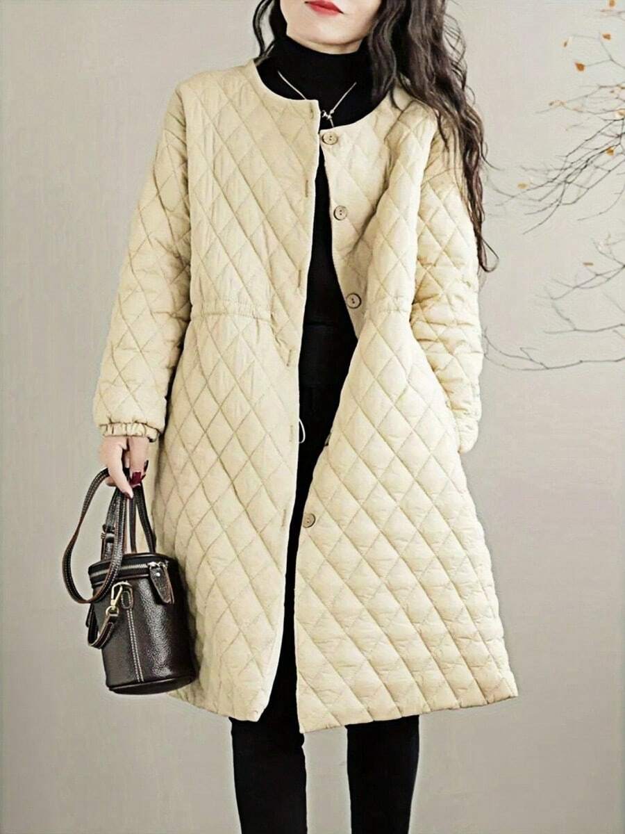 Women Winter Coats - 杏色 - 查看 1