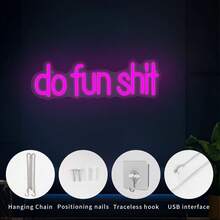 1 Biển hiệu đèn neon, đèn LED acrylic có thể điều chỉnh độ sáng, cấp nguồn bằng USB (kèm cáp USB) | Phong cách độc đáo | Trang trí tường cho phòng ngủ, phòng giải trí, câu lạc bộ, Giáng sinh & Halloween - Màu Hồng Tươi - Xem 6