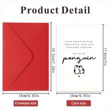 بطاقة عيد الحب بشكل البطريق للحبيب، الحبيبة، الزوج، الزوجة، بطاقة ذكرى رومانسية، أنت بطريقي، شركاء مدى الحياة