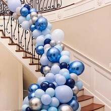 30Pcs 12 Inch Metallic Blue Balloons Pearl White Latex Balloons Confetti Balloons For Birthday Weddings Anniversary Party Decorations - 4 - View 4