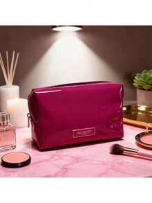 Yves Saint Laurent Nécessaire de Maquiagem Rosa Quente YSL - Bolsa de Couro PU de Grande Capacidade e À Prova d'Água, Organizador de Artigos de Toalete de Viagem com Interior Espaçoso, Nécessaire Portátil para Uso Diário e Férias, Presente de Luxo para Mulheres e Meninas
