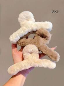 513件/套巧克力色毛绒发饰套装，包含大号方形塑料发圈、发圈、无缝发夹和发绳 - 适合女孩和女士，复古简约风格 - 适合四季日常搭配 - 2025新款时尚头饰、爪夹、发型套装、冬季配饰、发带 - 彩色 - 查看 14