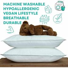 Pillows For Bed 2X - The Only Pillow 300T Cotton Shell And Down Alternative Fill - Travel Pillow For Bedding Set Sleeping Pillow Floor Bed Pillows (14x20in - White) - 白色帶緞紋 - 查看 6