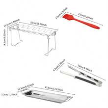 1 Set Edelstahl Grill Hühnchenbeinhalter + Auffangschale / Nur 1 Stück Hühnchenbeinhalter, zweilagiger Gemüse- und Fleischgrill, Küchenausstattung, Küchenartikel, BBQ Zubehör