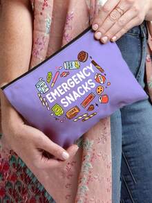 “应急零食”字母印花多功能收纳包，化妆包，外出就餐，姐妹聚会，零食派对，圣诞礼物，送给老师、朋友、护士的礼物，化妆包，送给女性朋友的礼品袋，旅行纪念品，生日礼物，妇女节礼物，派对礼物，伴娘化妆品收纳包，洗漱包，收纳包，化妆包，手拿包，口袋，女士手拿包，送给她的礼物，圣诞礼物，创意女性礼物 - 彩色 - 查看 4