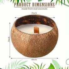 Vela de coco, vela de cáscara de coco, velas de playa, regalo de Navidad ecológico, decoración tropical de Hawái, con cáscara de coco natural para decoración del hogar y la habitación, 10 x 7 cm - Blanco - Ver 3