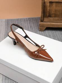 Women's Chunky Heel Sandals, New Versatile French Open Toe Square Toe Roman Sandals, Fashionable Outdoor Non-Slip Rubber Sole Gentle High Heel Ladies' Niche Design High-End Sandals - Brown - View 2
