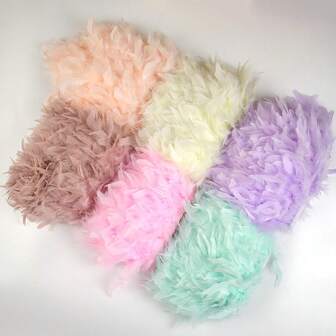 1pc 3.3FT/1M Beautiful Turkey Feather Multi-Colored Trims And Fringes Ribbon 4-6 Inches Width DIY Clothing Plumes Crafts Party Wedding Feather Decorations