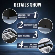 WANAI 3.5 CU.FT. Refrigerator With Digital Control, Compact Fridge With 2 Baskets, Free Standing Top Open Door Deep Freezer, Black - US A Type Plug(110-127V) - View 5