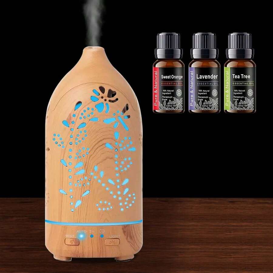 Ultra Quiet Aromatherapy Diffuser  7 Color LED Mood Light, Auto Shut Off, Lavender Design For Relaxation In Home & Office - 杏色 - 查看 1