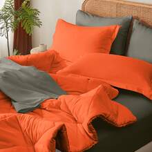 7pcs Luxurious Comforter Set-Breathable Comforter-Ultra-Soft Fluffy Fiber Filling, Warmth For All Seasons-Quilted Comforter, Flat Sheet, Fitted Sheet, Pillowcases, Pillow Shams, Bed In A Bag, Pumpkin Color Halloween Comforter Queen Size - 淺粉紅色-91 - 查看 7
