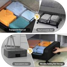 1 Stück Aufbewahrungsorganizer unter dem Bett, Metallbehälter mit Rädern und Deckel für Unterbettaufbewahrung, transparenter Sichtschutz, Unterbettaufbewahrungsschubladen, platzsparende Aufbewahrungstaschen für Kleidung, Bettwäsche, Schuhe, Decken, Spielzeug, Körbe, Behälter und Container - Verschiedenfarbig - Übersicht 10