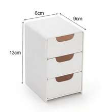 1pc Classic White Plastic Stacking Storage Drawer Set For Office Supplies, Jewelry, Cosmetics - Space-Saving Desk Organizer For School And Dorms - White - View 8