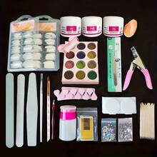 24 In 1 Acrylic Nail Kit For Beginners 12 Color Glitter Acrylic Powder White Clear Pink Acrylic Powder Nails Extension Professional Nails Kit Acrylic Set Manicure Tools Acrylic Supplies Gift For Women - Random Color - View 12