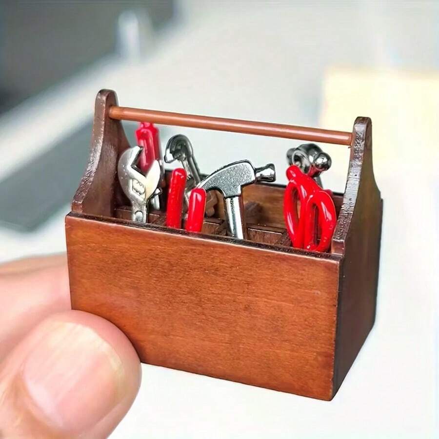 2/4/8pcs Mini Toolbox Metal Alloy Tool Set, Suitable For Repairing 1:12 Scale Mini Models, Ideal For DIY Dollhouse Accessories And Miniature Scenes, Great Choice For Halloween/Thanksgiving/Christmas Gifts. - Multicolor - View 1