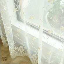 1件现代农舍风格刺绣薄纱窗帘，适用于阳台、客厅、卧室 - 白色 - 查看 8