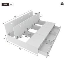 Stauraumbett 140 x 200 cm, Palettenbett, Doppelbett, Funktionsbett, Massivholzbett, mit Unterbett-Stauraum, mit Schubladen, mit Stauraum, ohne Matratze, weiß - 1 - Übersicht 10