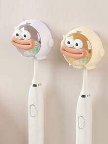 1pc Astronaut Children's Toothbrush Holder, Cartoon Big Mouth Wall Sticker, Bathroom Toothbrush Holder, Wall-Mounted No Drilling Required, Home Electric Toothbrush Holder - Multicolor - View 2