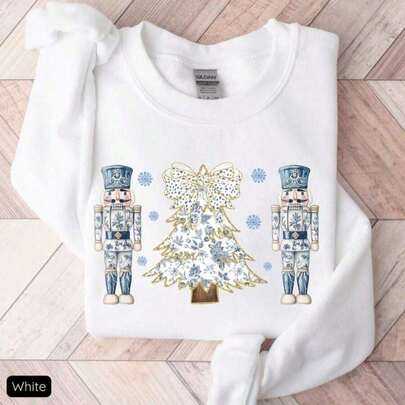 Chinoiserie Nutcracker Christmas Sweatshirt, Nutcracker Sweater For Women, Christmas Gift, Cute Nutcracker Mom Sweatshirt, Nutcracker Top Workout Tops WomenChristmas Costumes, Thanksgiving Gifts