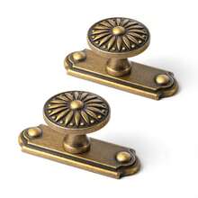 2pcs Vintage Brass Sunburst Cabinet Handles, Paired With Different Industrial Style Backplates - Delicate Floral Pattern, Distressed Finish, Suitable For Kitchen Drawers And Cabinets, Can Be Used As Cabinet Decorative Handles Or Christmas Door Knobs