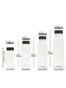 1pc/4pcs/10pcs -120ML/ 250ML/450ML-Leak-Proof Clear Plastic Juice Bottles - Perfect For Smoothies,Milk & Homemade Beverages - Juicing Containers - Clear - View 11