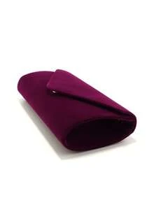 Purple Women's Evening Clutch Bag, Envelope Design, Party/Wedding Handbag With Detachable Chain Strap, Velvet Fashion Wallet