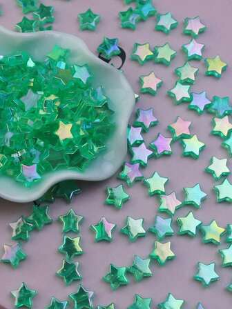 100 st. 11 mm ABS-belagda transparenta akrylstjärnformade pärlor för DIY-smyckestillverkning, färgglada stjärndistanspärlor för dagliga handgjorda projekt