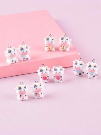 10ชิ้น คละสี เรซิ่นแมวกินปลา 3D จี้ต่างหู สร้อยคอ เครื่องประดับ DIY