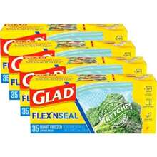 Glad FLEX'N SEAL Storage Bags, Quart – 38 count, Pack of 4 (Package May Vary)(Bolsas congeladoras de cuarto de galón 140 Bags) - Multicolor - Ver 2